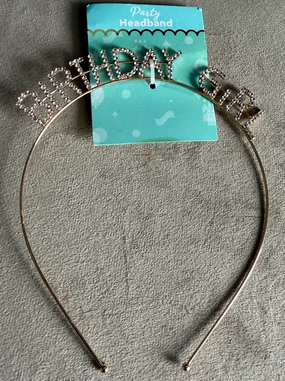 Party Headband 'Birthday Girl' Rhinestone Tiara - Rose Gold